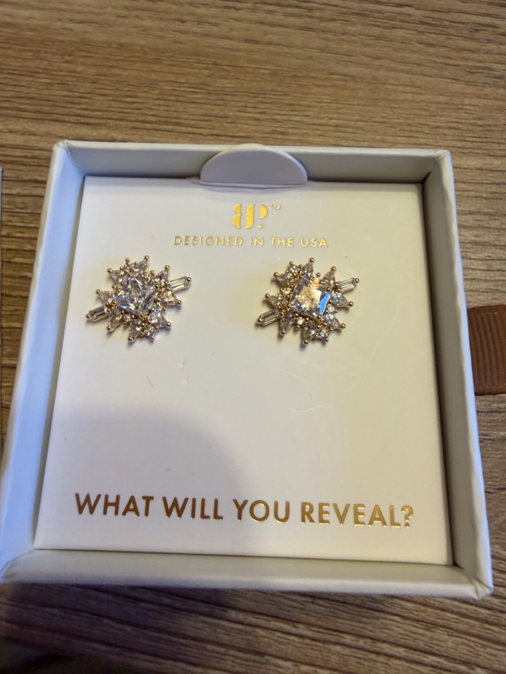 Gold Crystal Starburst Stud Earrings - Designed in the USA